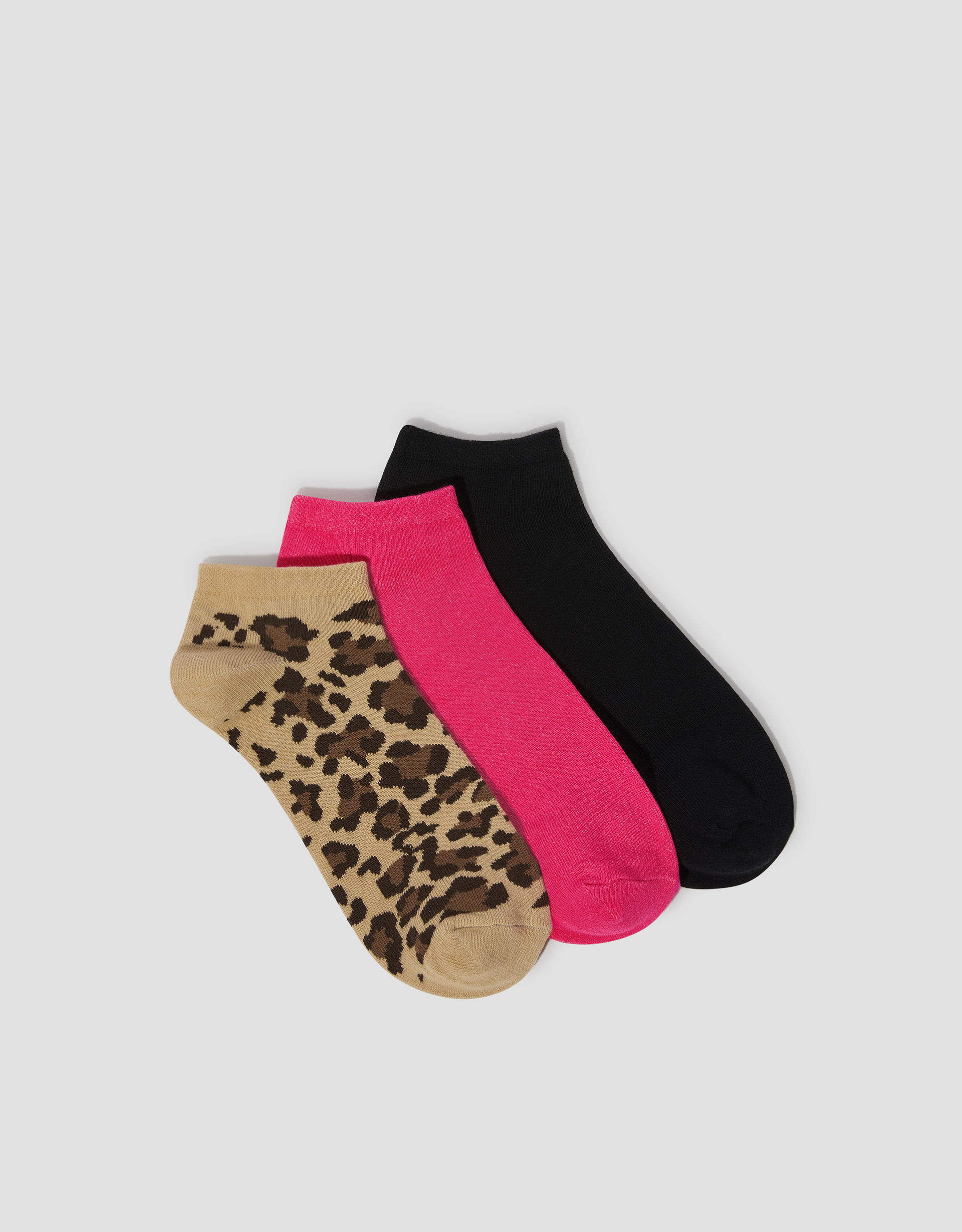 -Pack Plain and Leopard Print Trainer Socks -Pack Plain and Leopard Print Trainer Socks