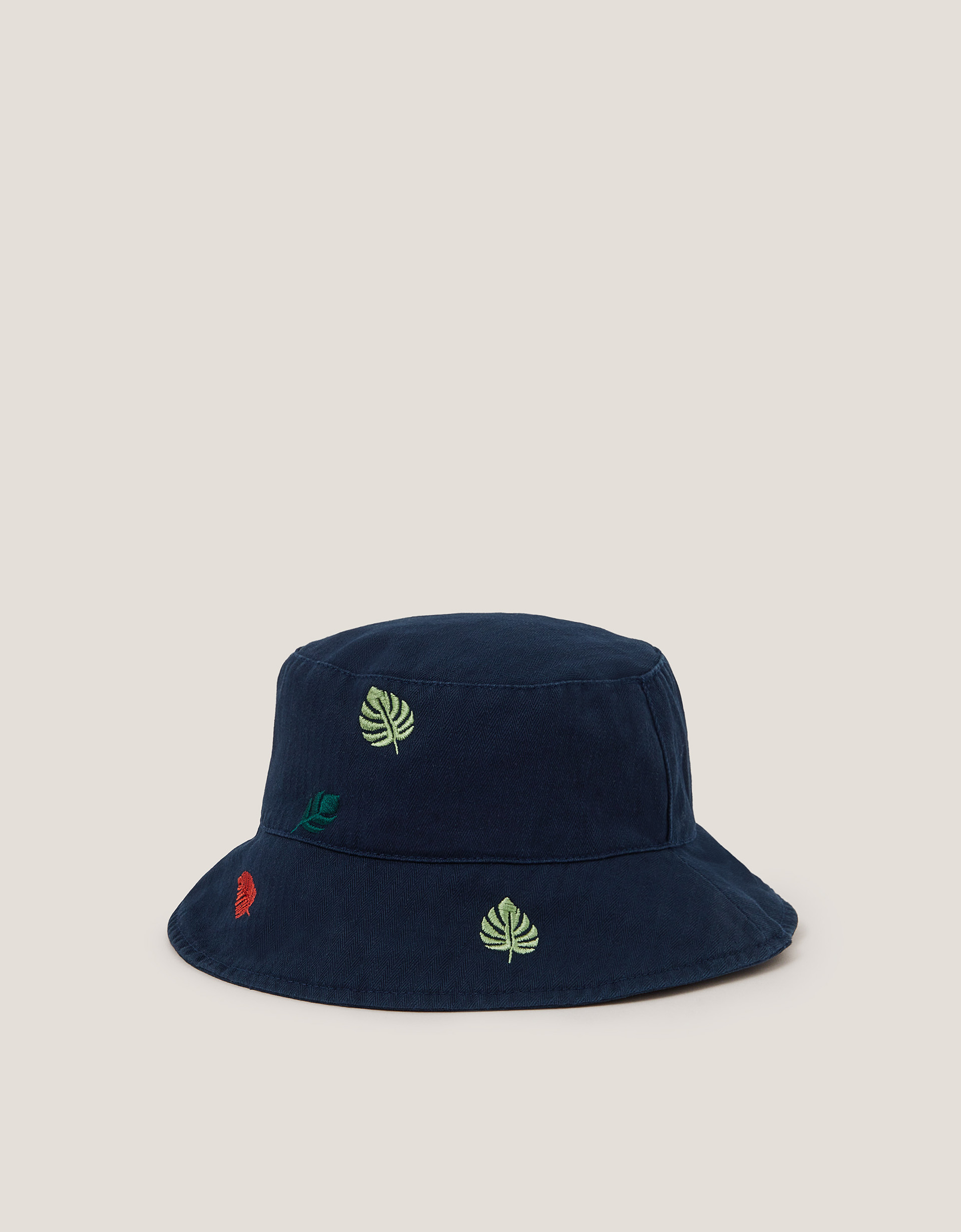 Leaf Embroidered Bucket Hat Blue Leaf Embroidered Bucket Hat Blue