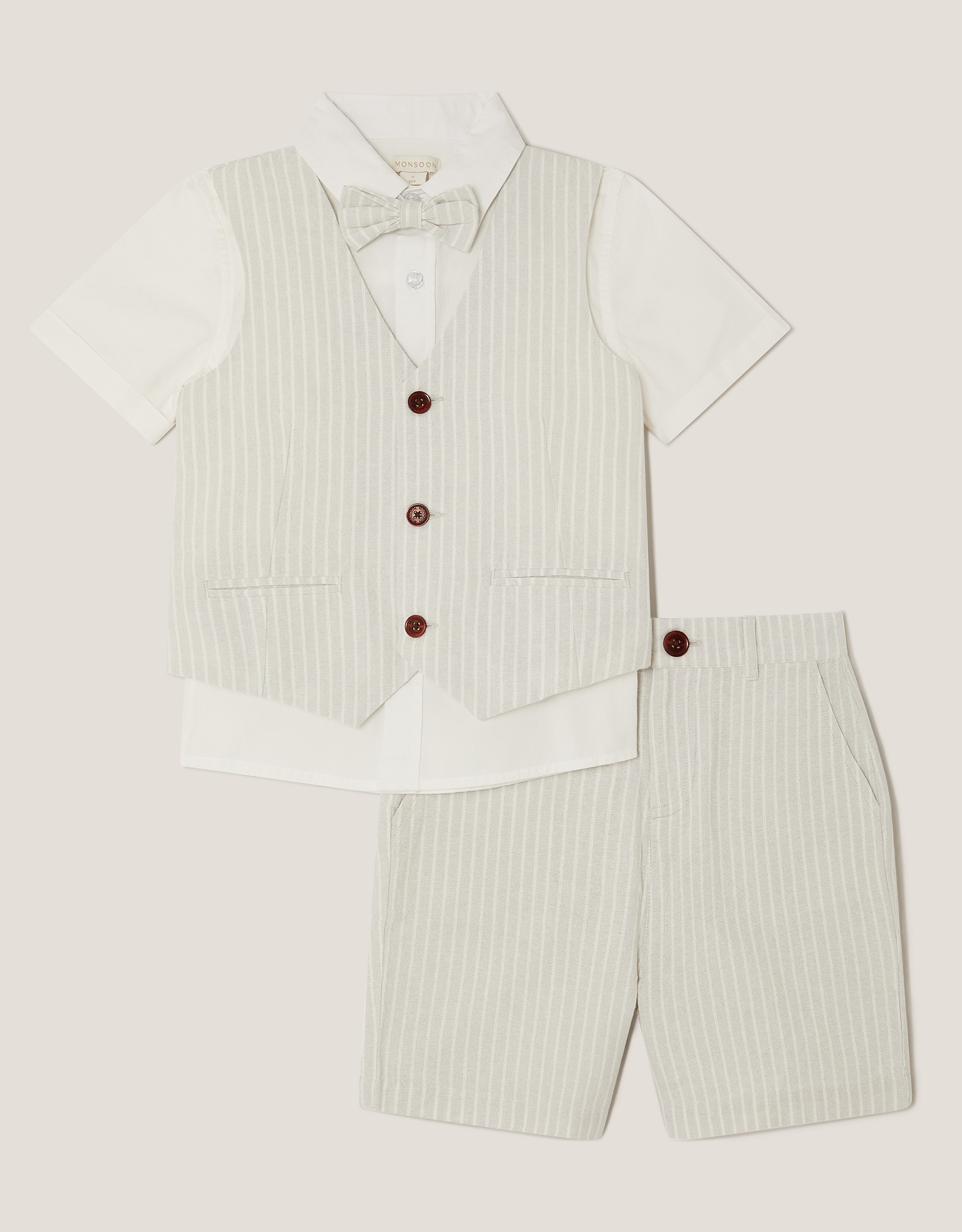-Piece Shirt & Waistcoat Set with Bow Grey -Piece Shirt & Waistcoat Set with Bow Grey