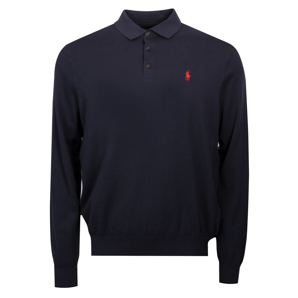 Knitted Cotton Long Sleeve Polo Shirt