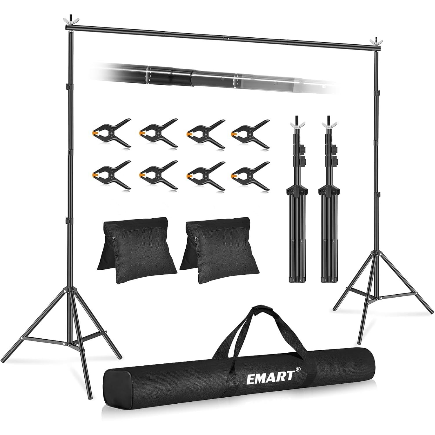 Backdrop Stand x.m Adjustable Photo Studio Support Kit with Bag EMART