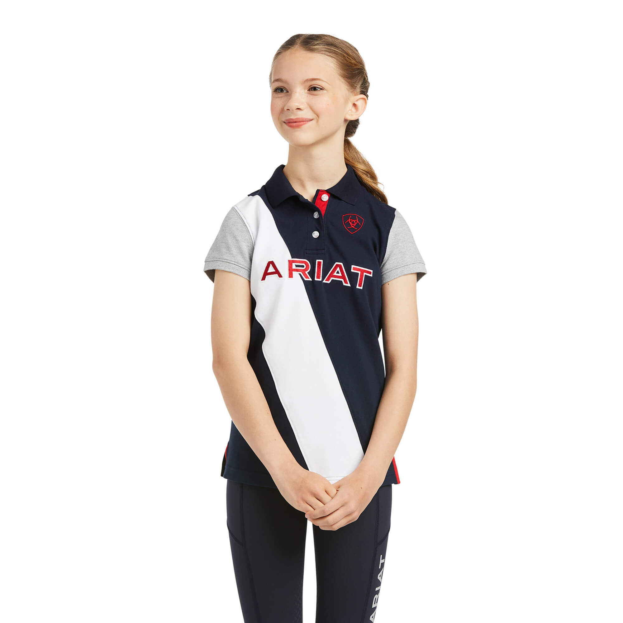 Kid’s Taryn Polo Shirt in Blue, Size Large, by Ariat Kid’s Taryn Polo Shirt in Blue, Size Large, by Ariat