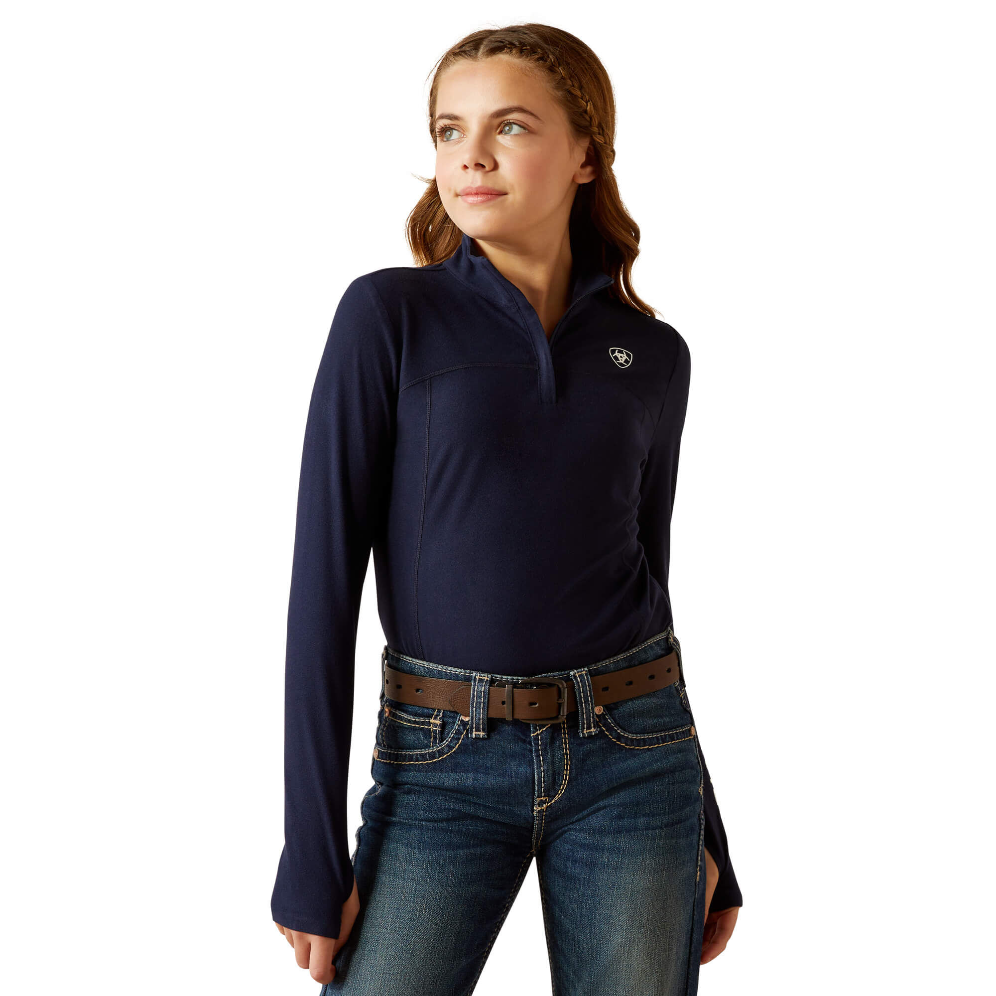 Kid’s Lowell . Zip Baselayer Top Long Sleeve in Navy, Size X-Large, by Ariat Kid’s Lowell . Zip Baselayer Top Long Sleeve in Navy, Size X-Large, by Ariat