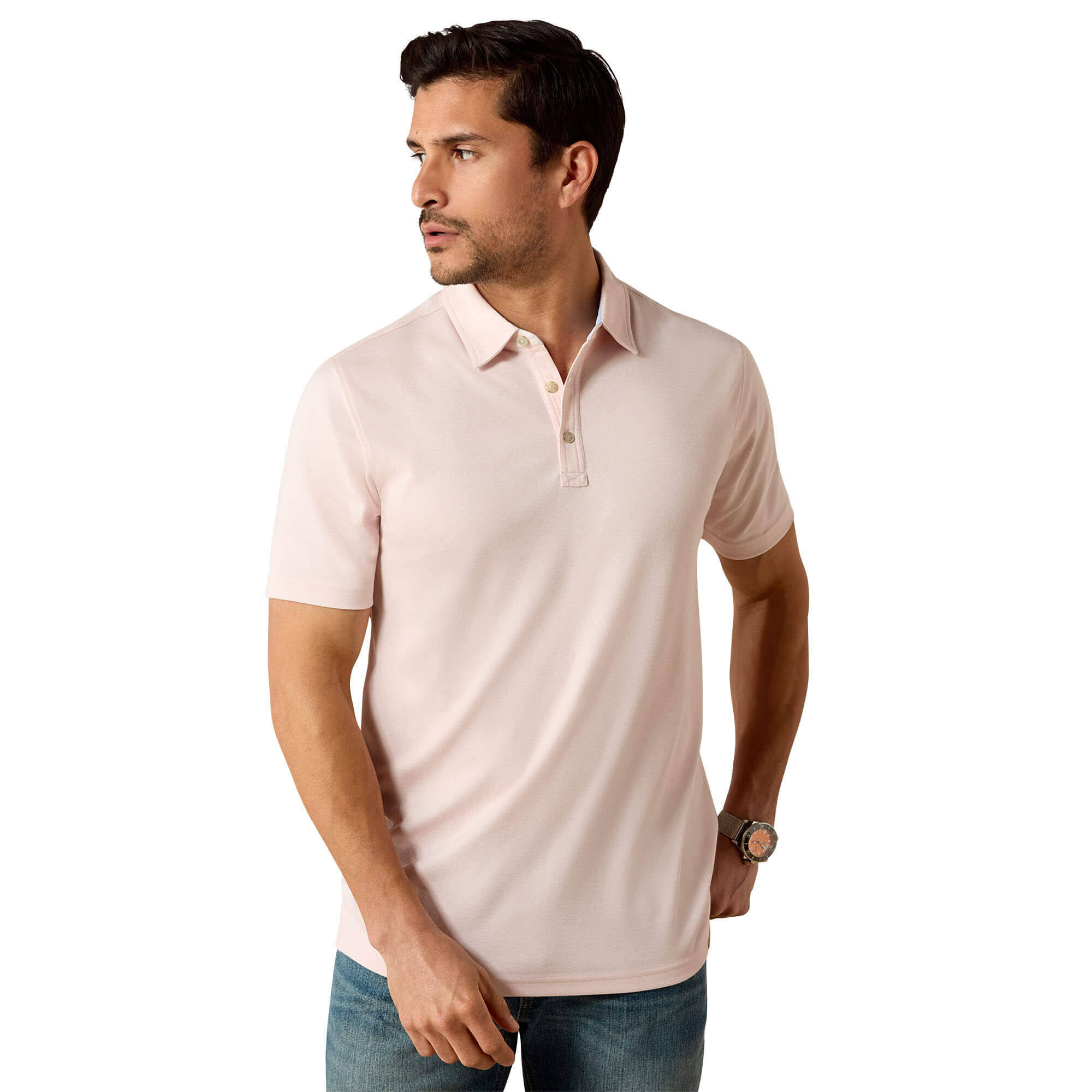 Men’s Two Shaldon Polo Shirt in Icy Pink Heather, Size Medium, by Ariat