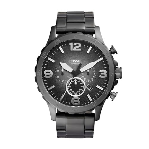 Fossil Men’s Nate Quartz Chronograph Watch Smoke Stainless Steel, mm, Quartz