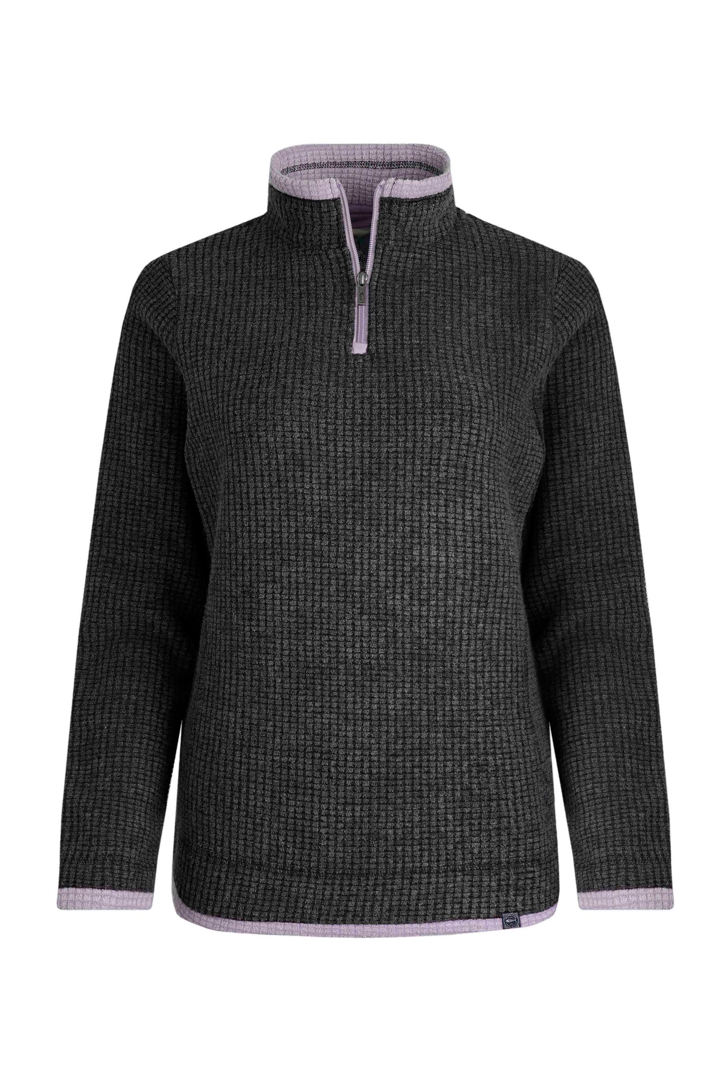 Weird Fish Beye Zip Grid Fleece Washed Black Size Weird Fish Beye Zip Grid Fleece Washed Black Size