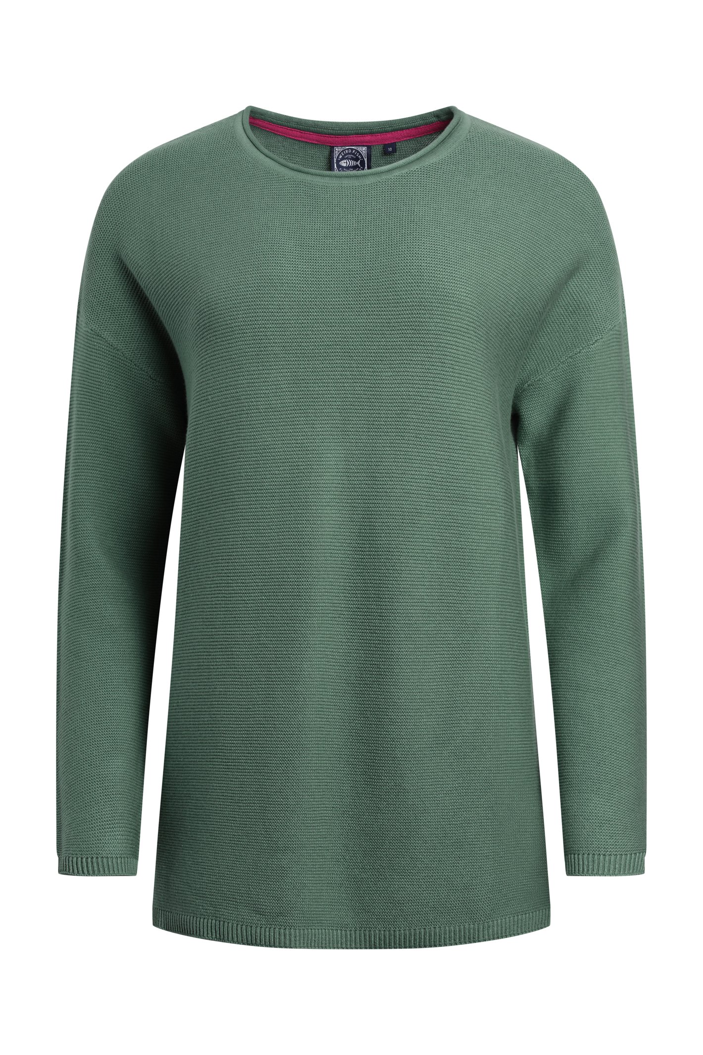 Weird Fish Dalla Knitted Crew Neck Jumper Dark Jade Size