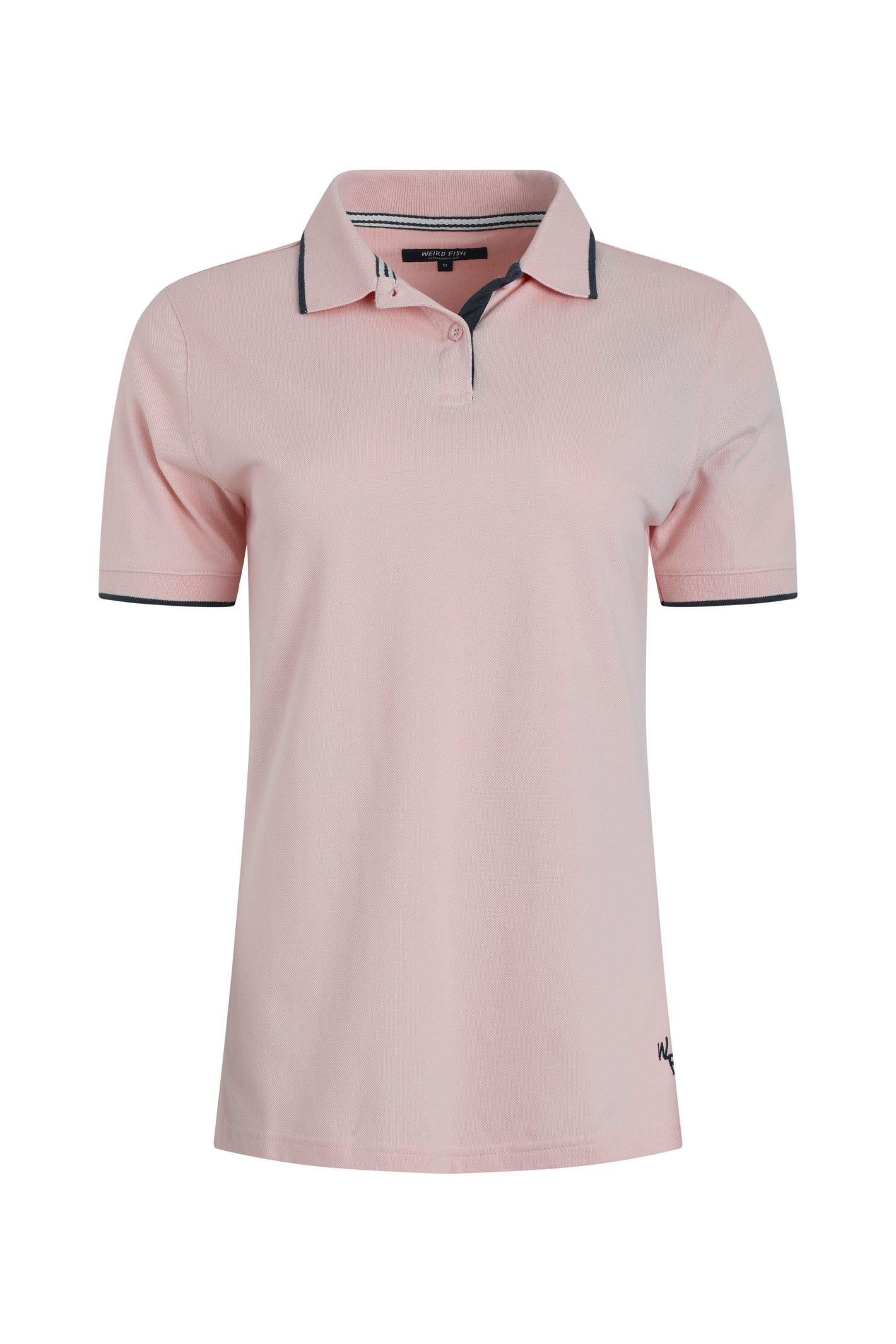 Weird Fish Pammie Pique Polo Shirt Pink Size Weird Fish Pammie Pique Polo Shirt Pink Size