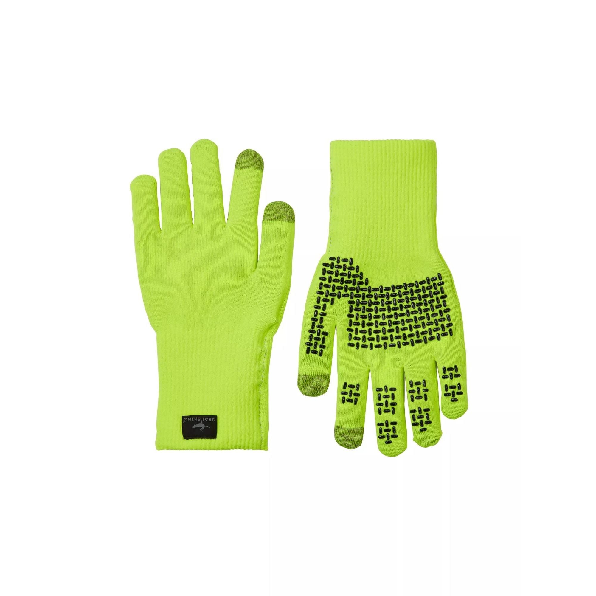 Mens Waterproof All Weather Ultra Grip Knitted Gloves – M Neon Yellow