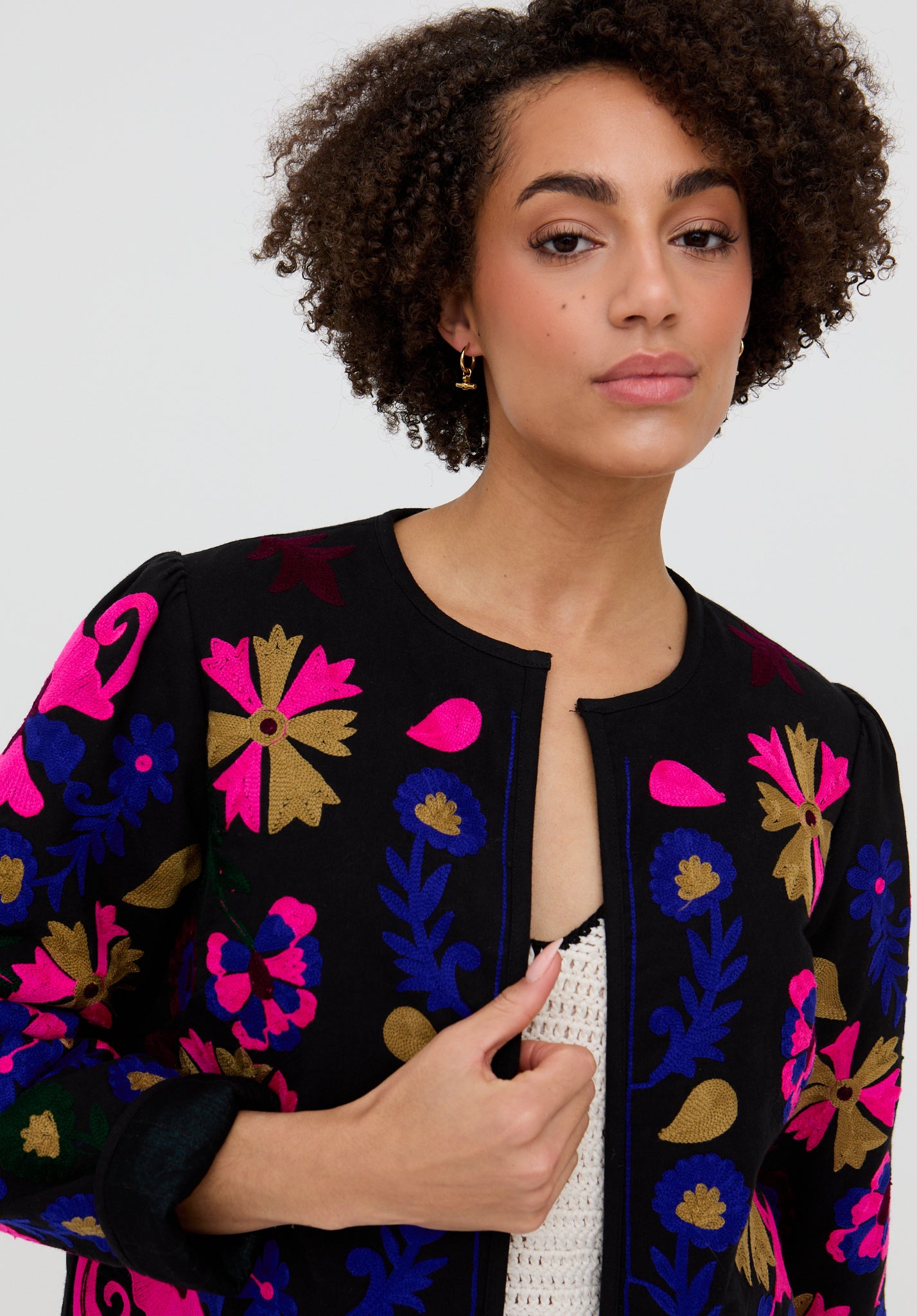 Halen Quilted Embroidered Jacket In Black