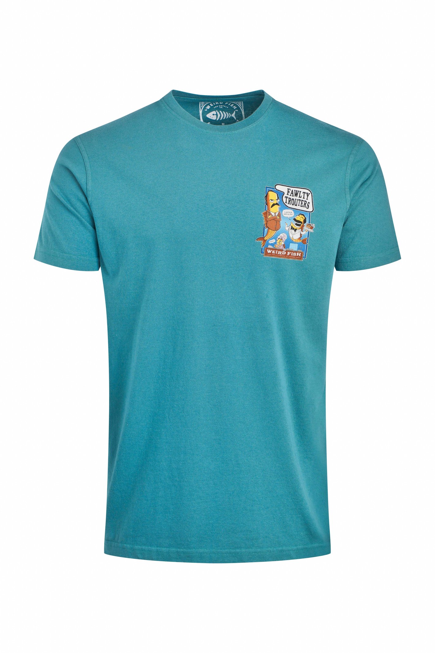 Weird Fish Fawlty Trouters Back Print Artist Shirt Deep Teal Size