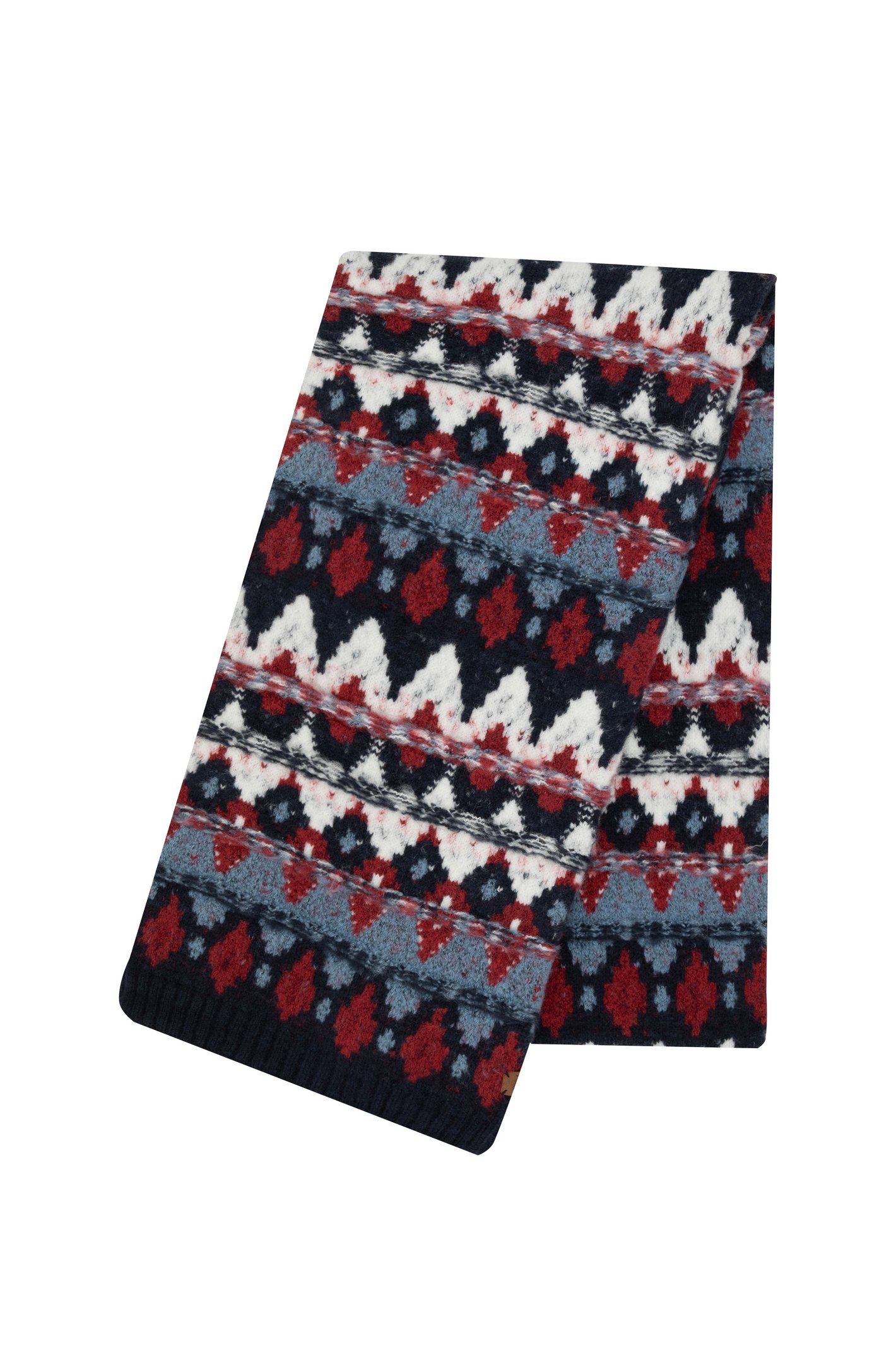 Weird Fish Heathfield Fair Isle Scarf Navy Size ONE