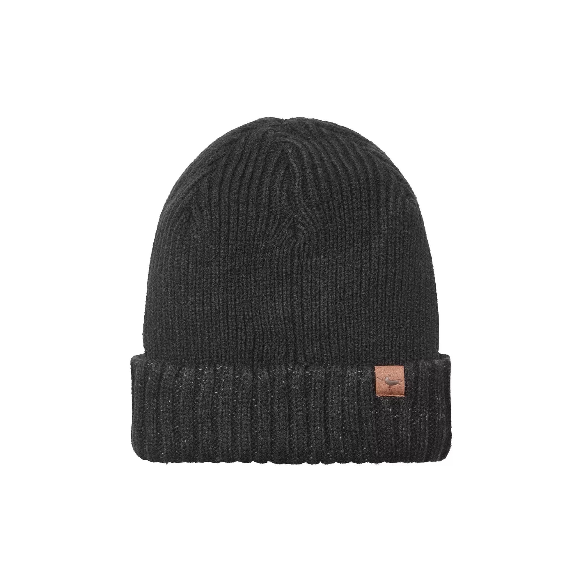 Mens Waterproof Cold Weather Roll Cuff Beanie Hat – X Black