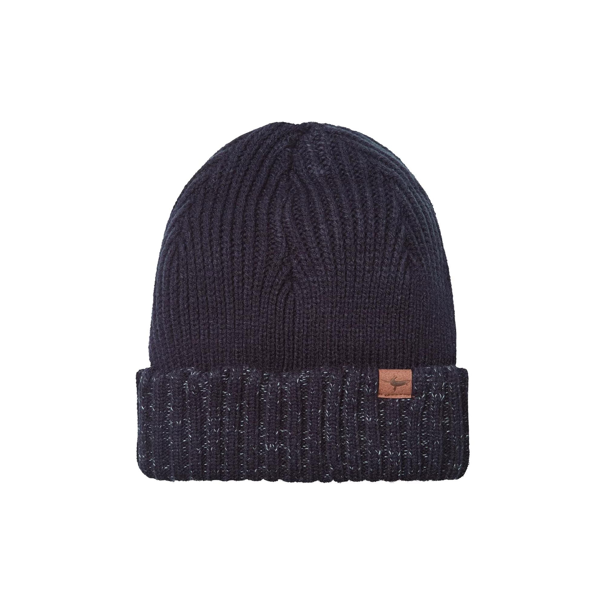 Mens Waterproof Cold Weather Roll Cuff Beanie Hat – S-M Navy Blue