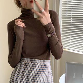 Long-Sleeve Turtleneck Top Blue