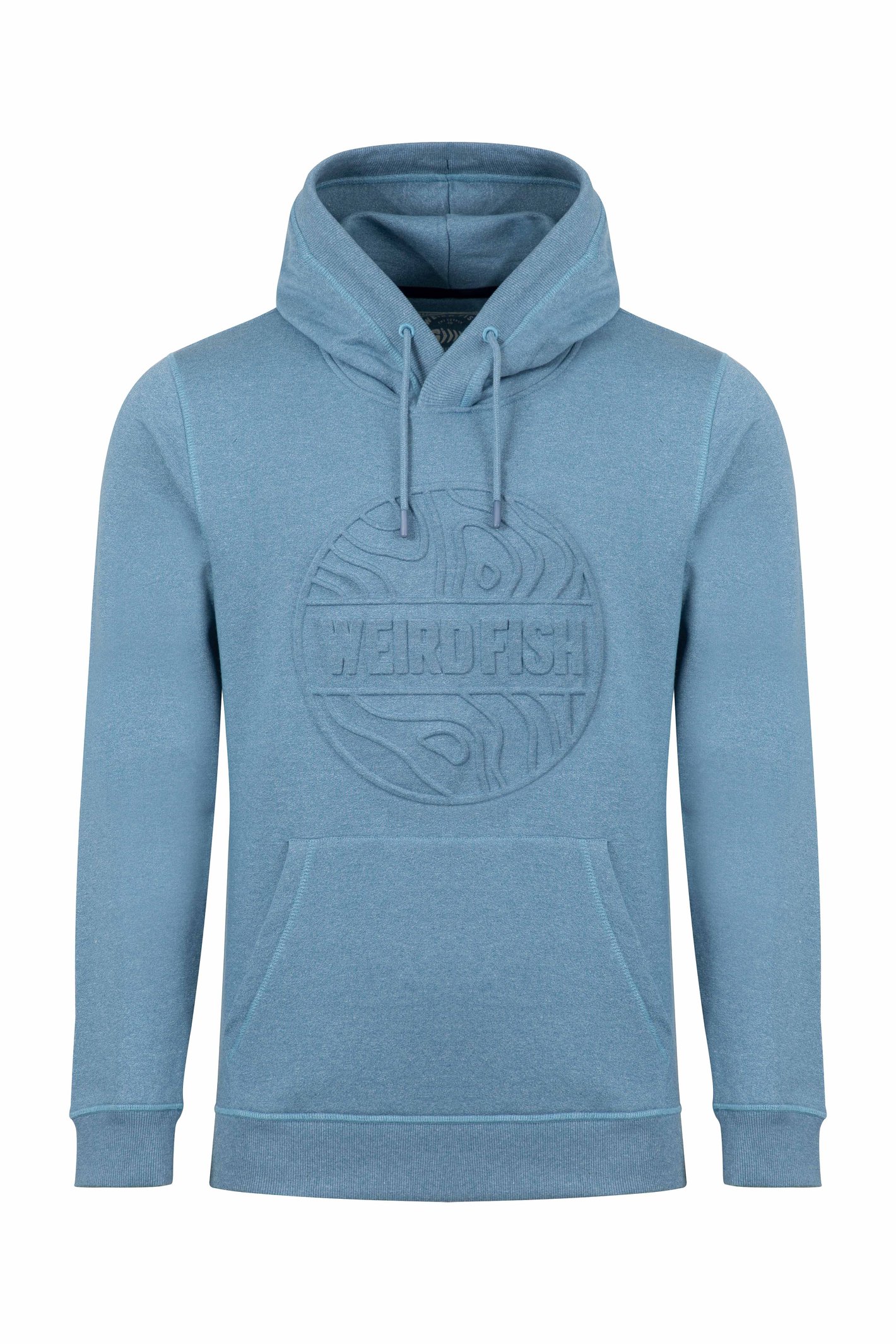 Weird Fish Perranporth Embossed Grindle Hoodie Washed Blue Size