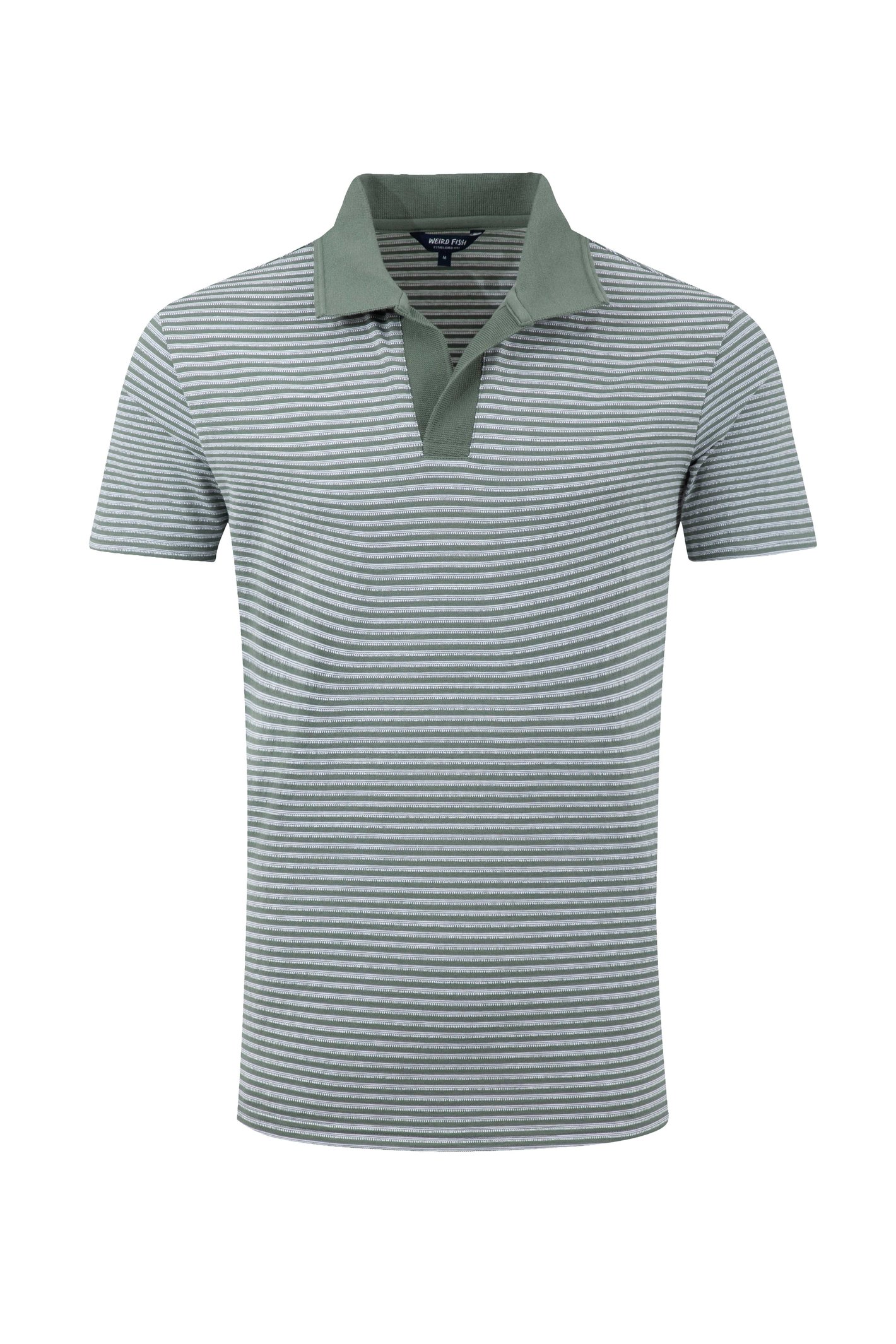 Weird Fish Virgil Striped Polo Shirt Woodland Sage Size Weird Fish Virgil Striped Polo Shirt Woodland Sage Size