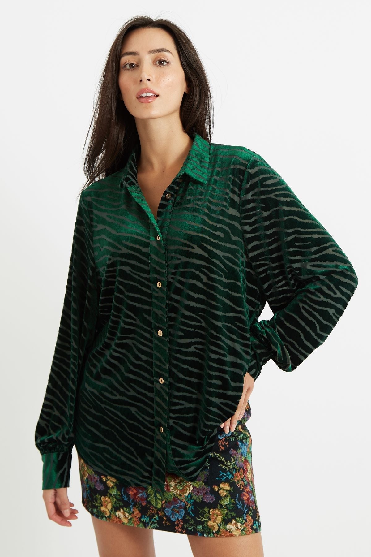 Louche Byron Zebra Devore Shirt Green – Green Louche Byron Zebra Devore Shirt Green – Green
