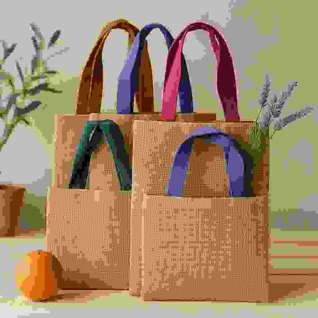 Jute Tote Bag Large Red Handle Jute Tote Bag Large Red Handle