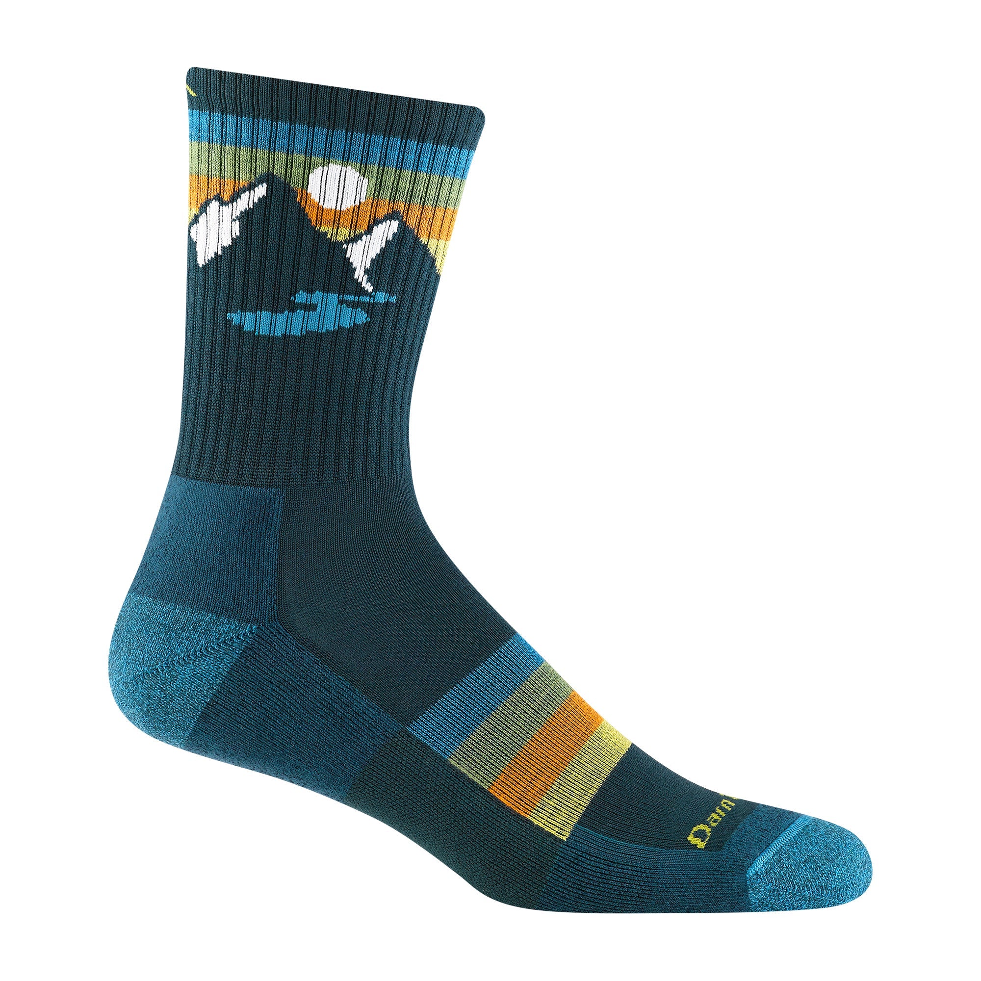 Mens Sunset Patterned Micro Crew Lightweight Hiking Seamless Merino Socks – M Bottle