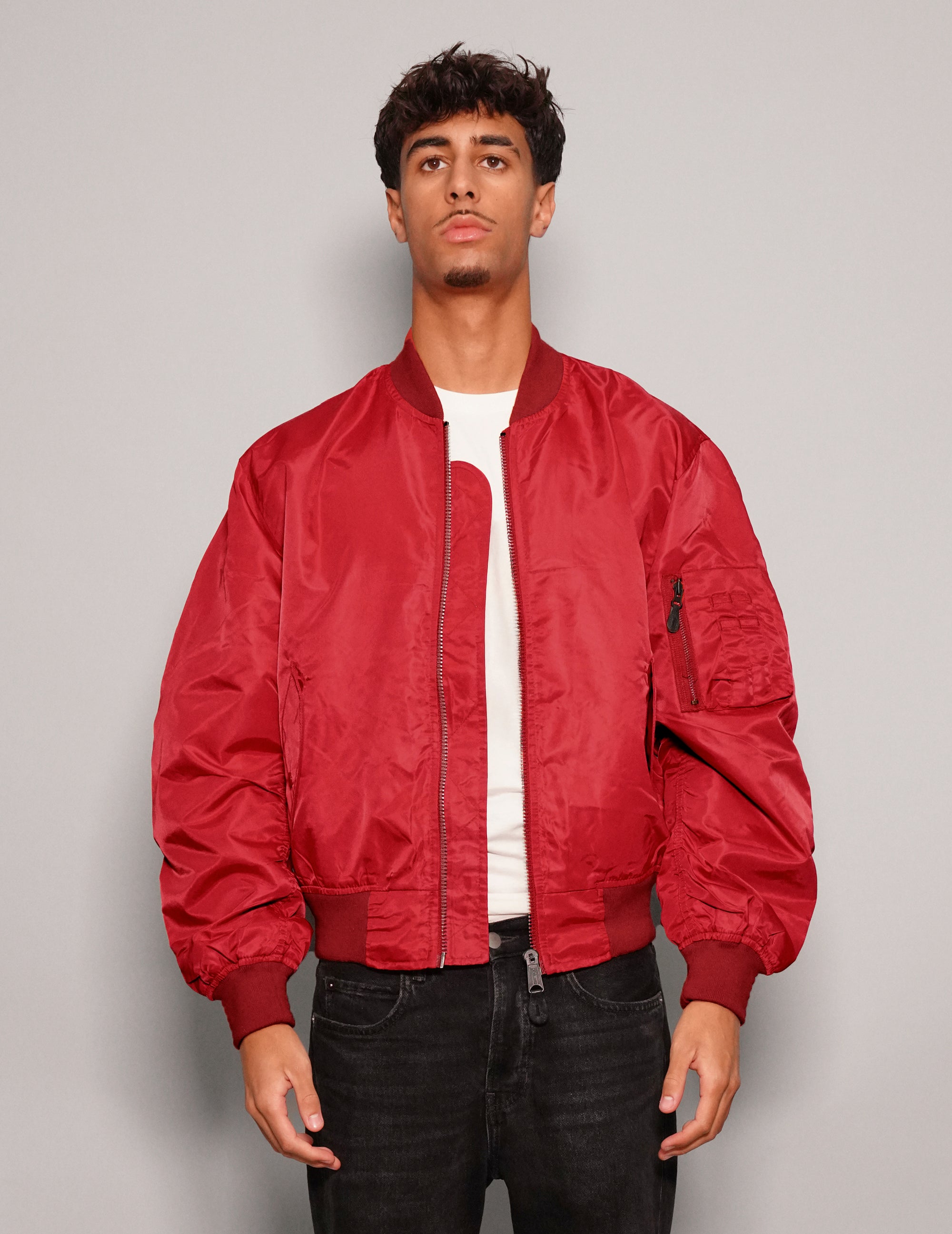 MA- Light Weight Bomber Jacket in Red – S No Logo MA- Light Weight Bomber Jacket in Red – S No Logo