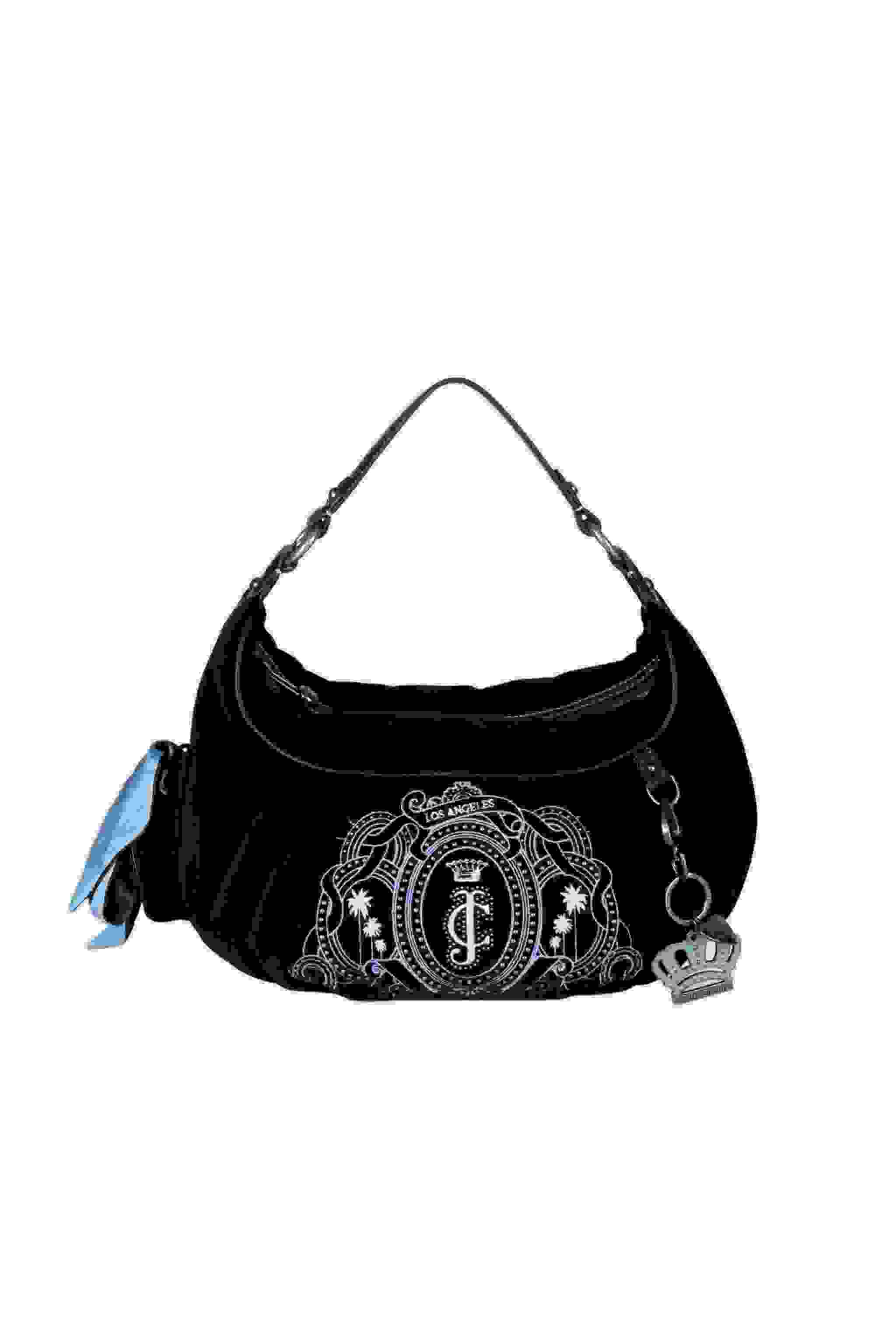 BLACK PALM CREST VELOUR HOBO BAG – ONE Black BLACK PALM CREST VELOUR HOBO BAG – ONE Black
