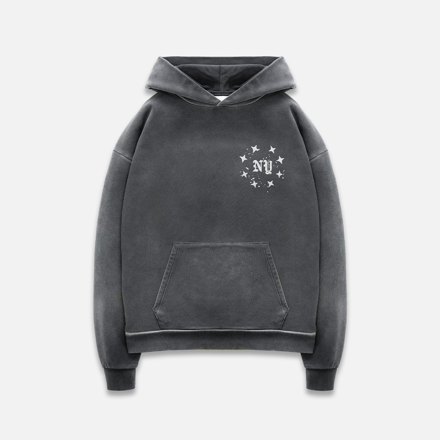 Duke + Dexter, Men’s NY Paint Spatter Washed Grey Hoodie, Size Duke + Dexter, Men’s NY Paint Spatter Washed Grey Hoodie, Size
