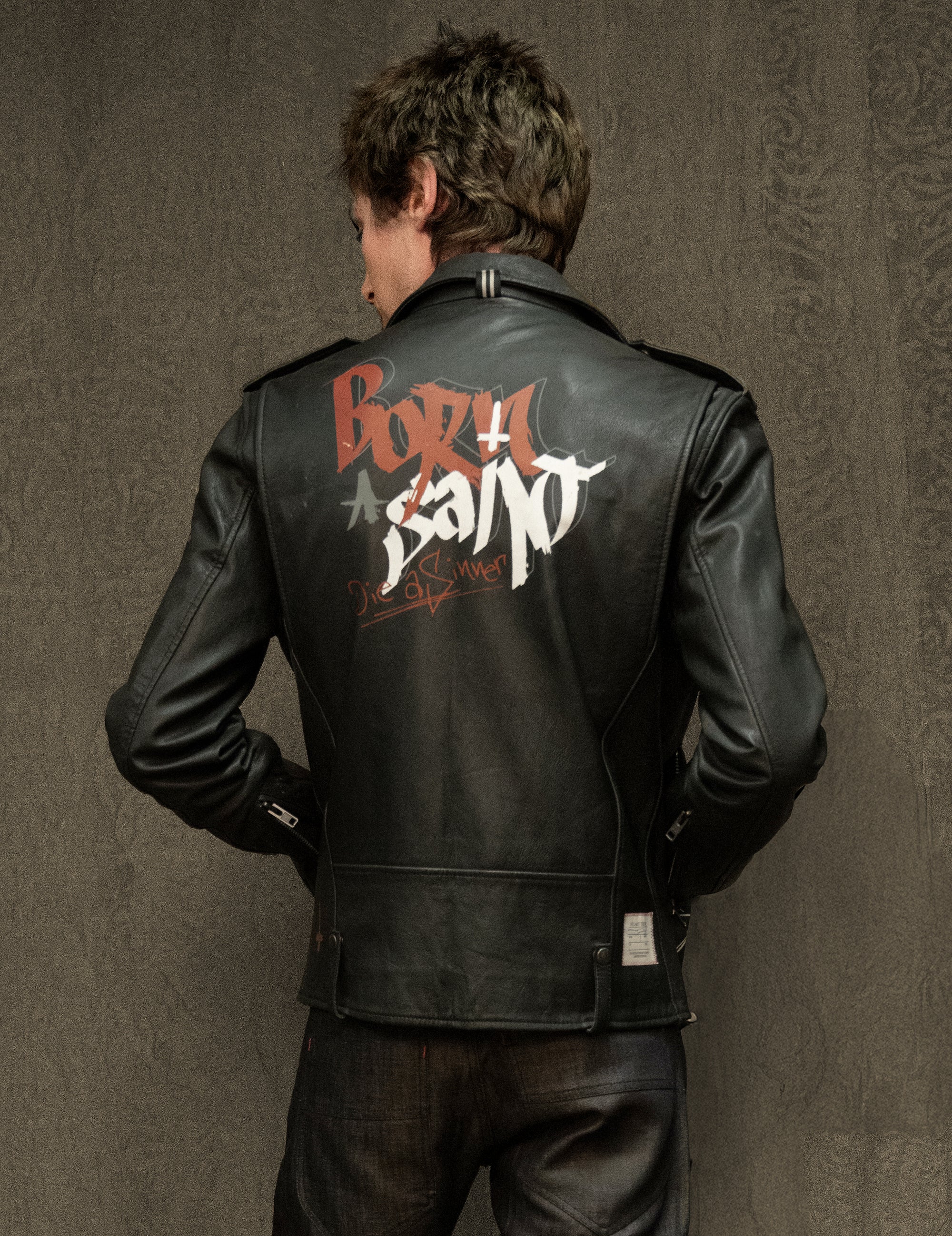 Born Saint Leather Biker Jacket in Black Born Saint Leather Biker Jacket in Black