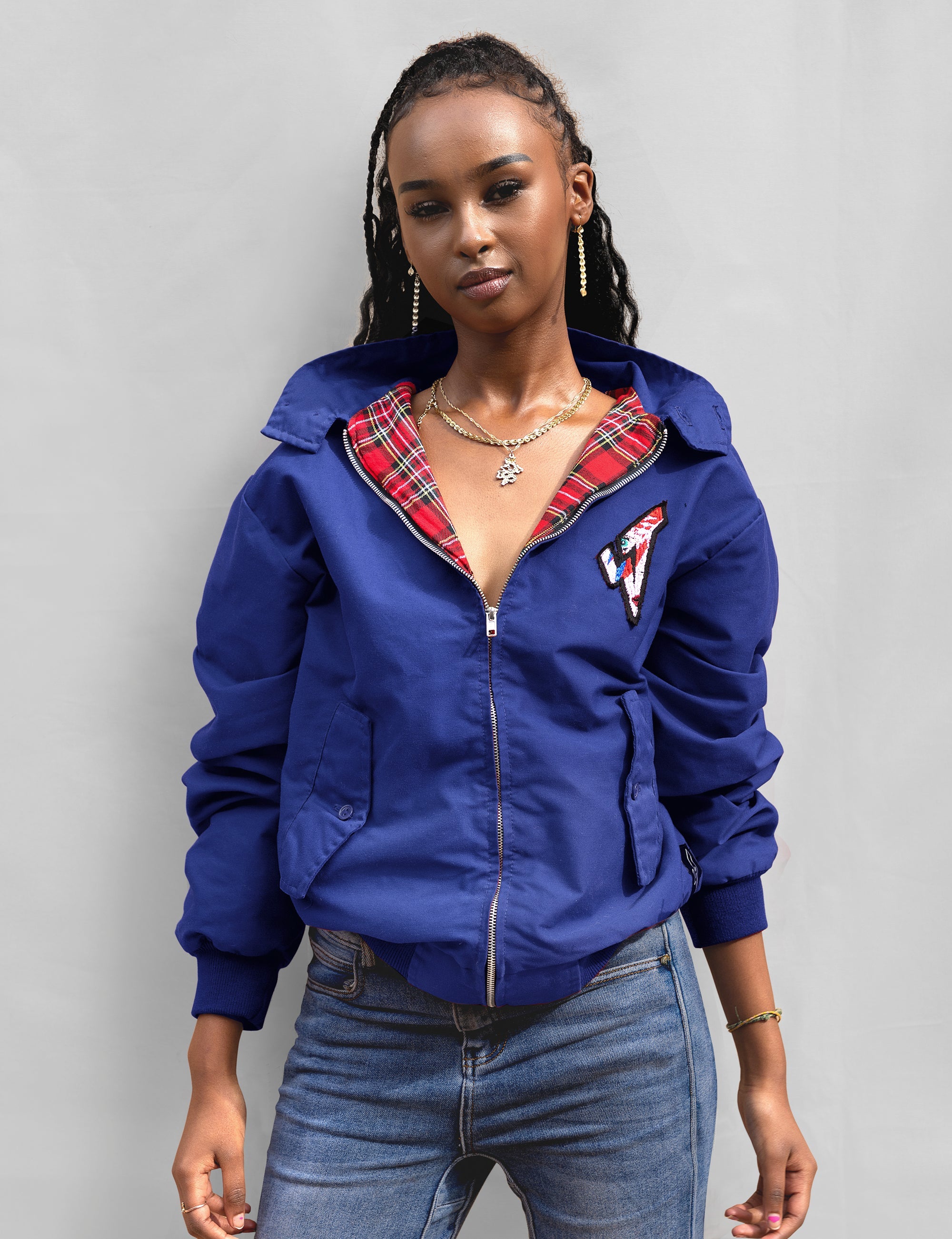 Classic Harrington Jacket in Blue – L No Logo Classic Harrington Jacket in Blue – L No Logo