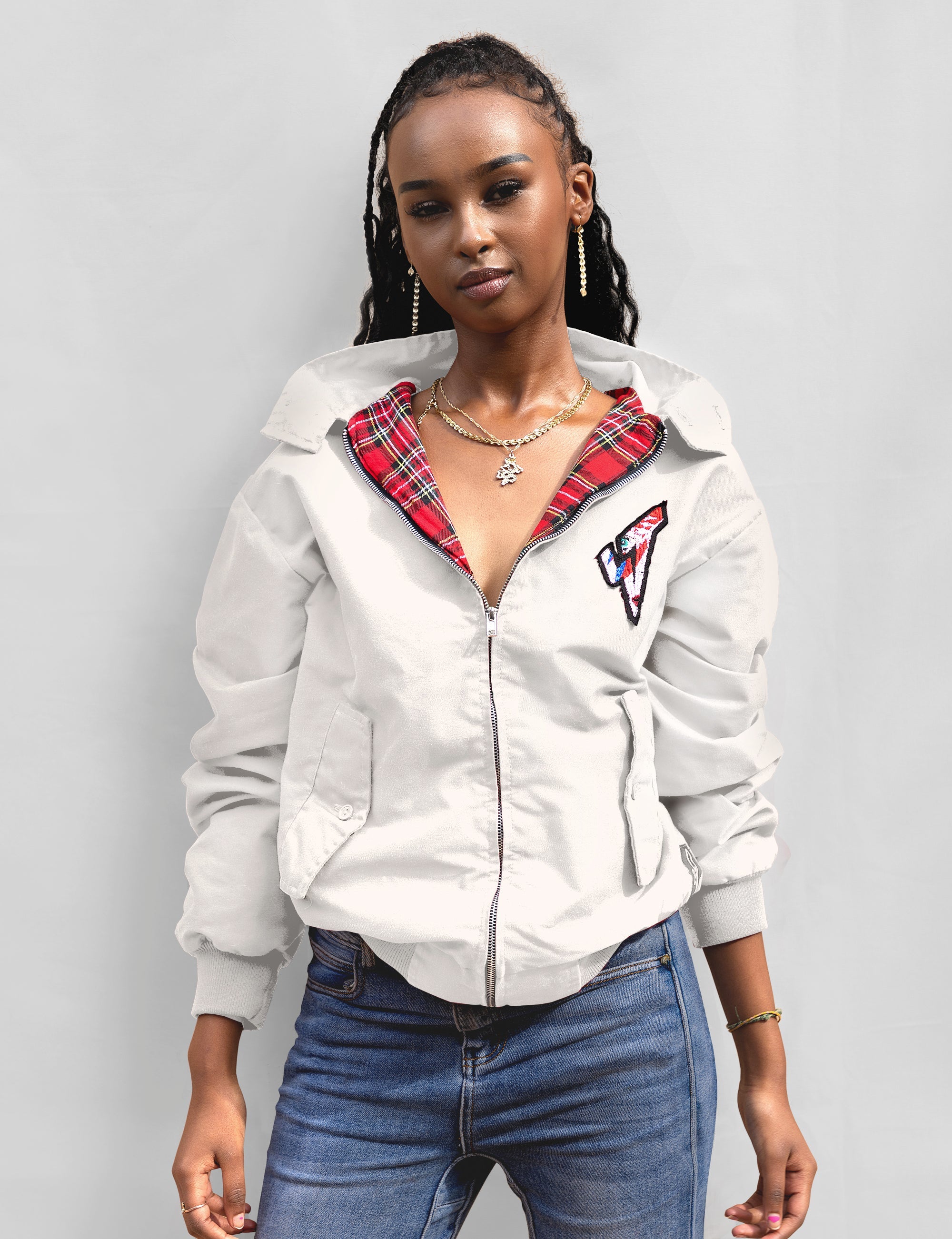 Classic Harrington Jacket in Off WhiteBone – L No Logo Classic Harrington Jacket in Off WhiteBone – L No Logo
