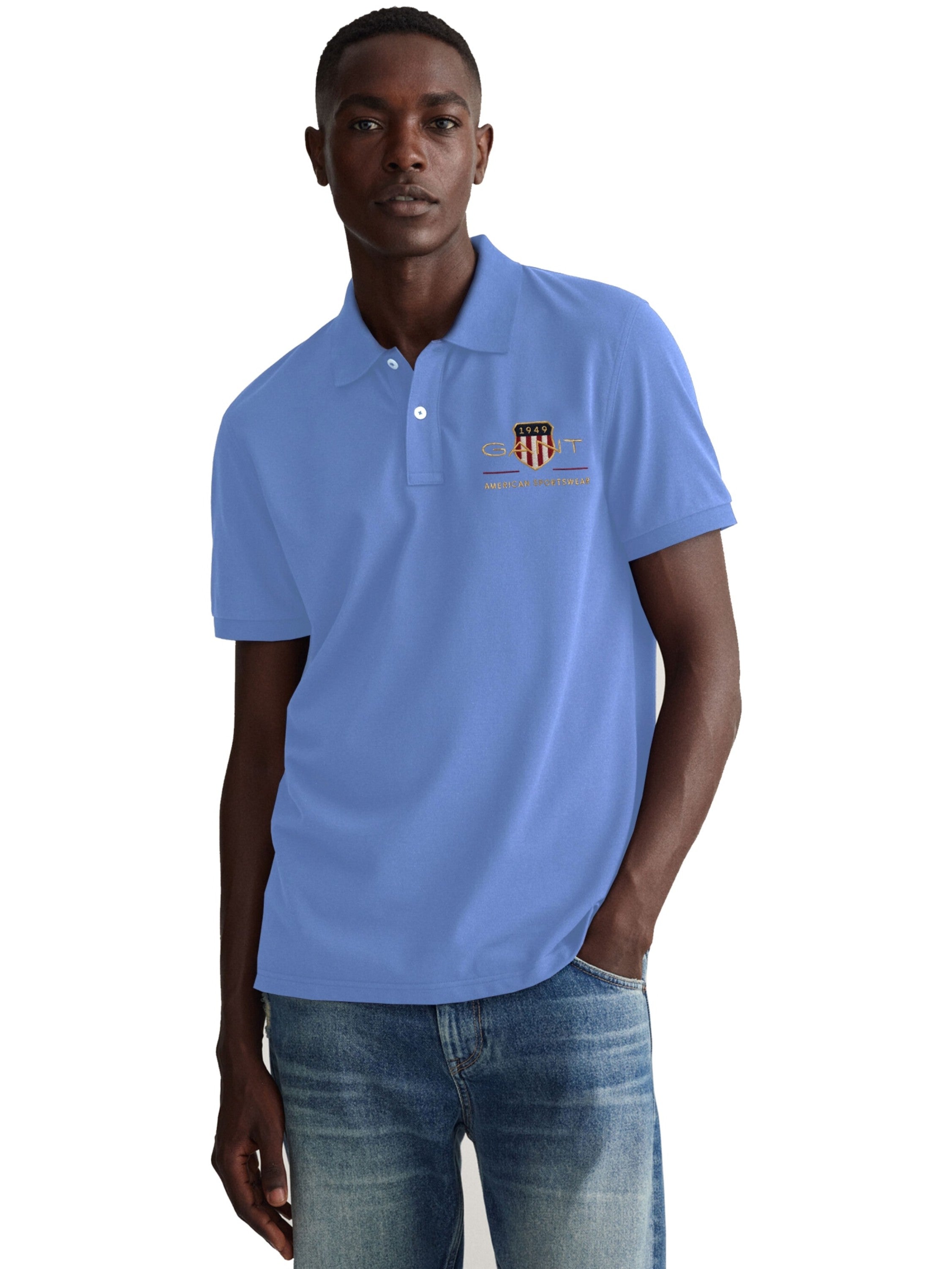 Gant Mens Original Designer Polo Shirt – M Sky Blue Gant Mens Original Designer Polo Shirt – M Sky Blue