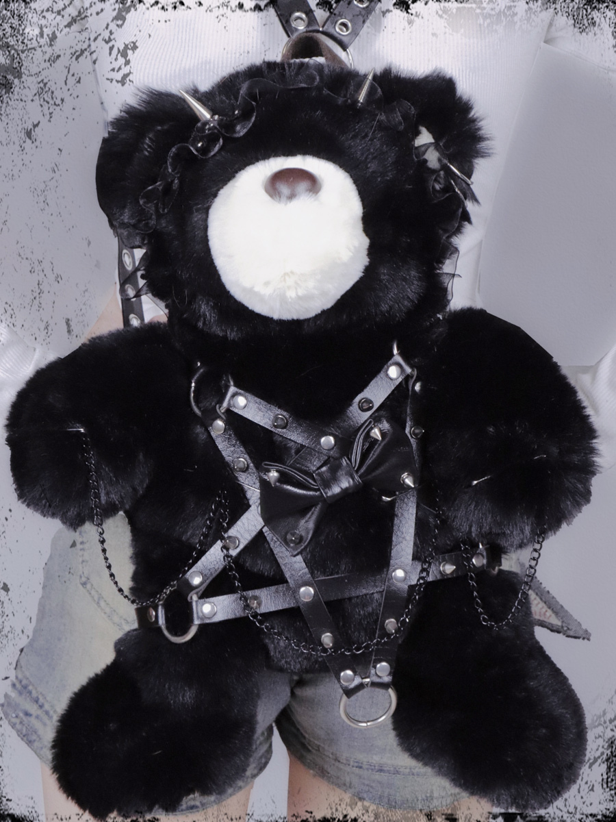 Gothic Lolita Bag Black Polyester Rivets Chains Polyester Fiber Backpack Lolita Accessories Gothic Lolita Bag Black Polyester Rivets Chains Polyester Fiber Backpack Lolita Accessories