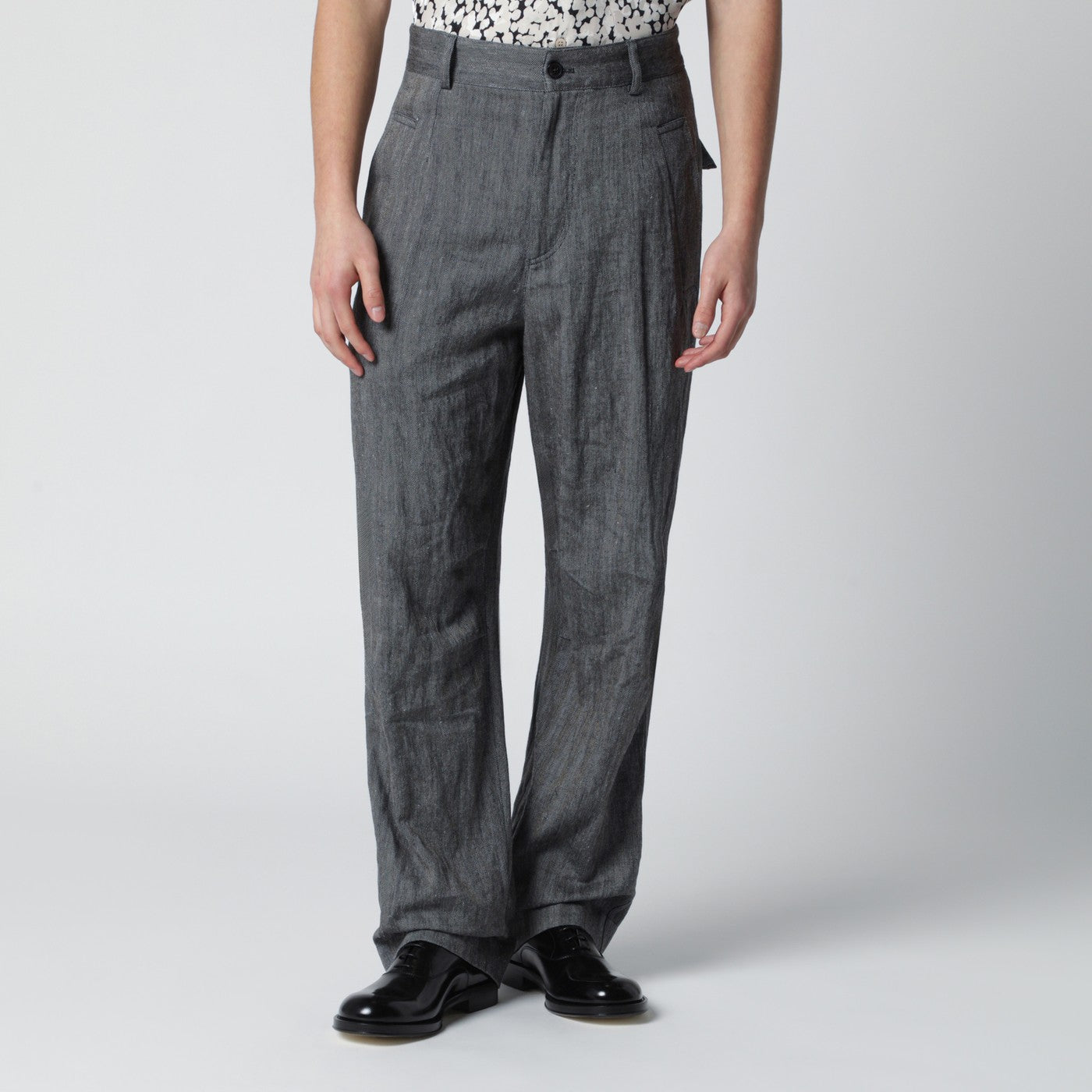 Black herringbone trousers Black herringbone trousers