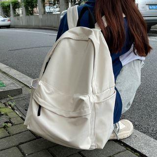 Plain Lightweight Backpack Milky White