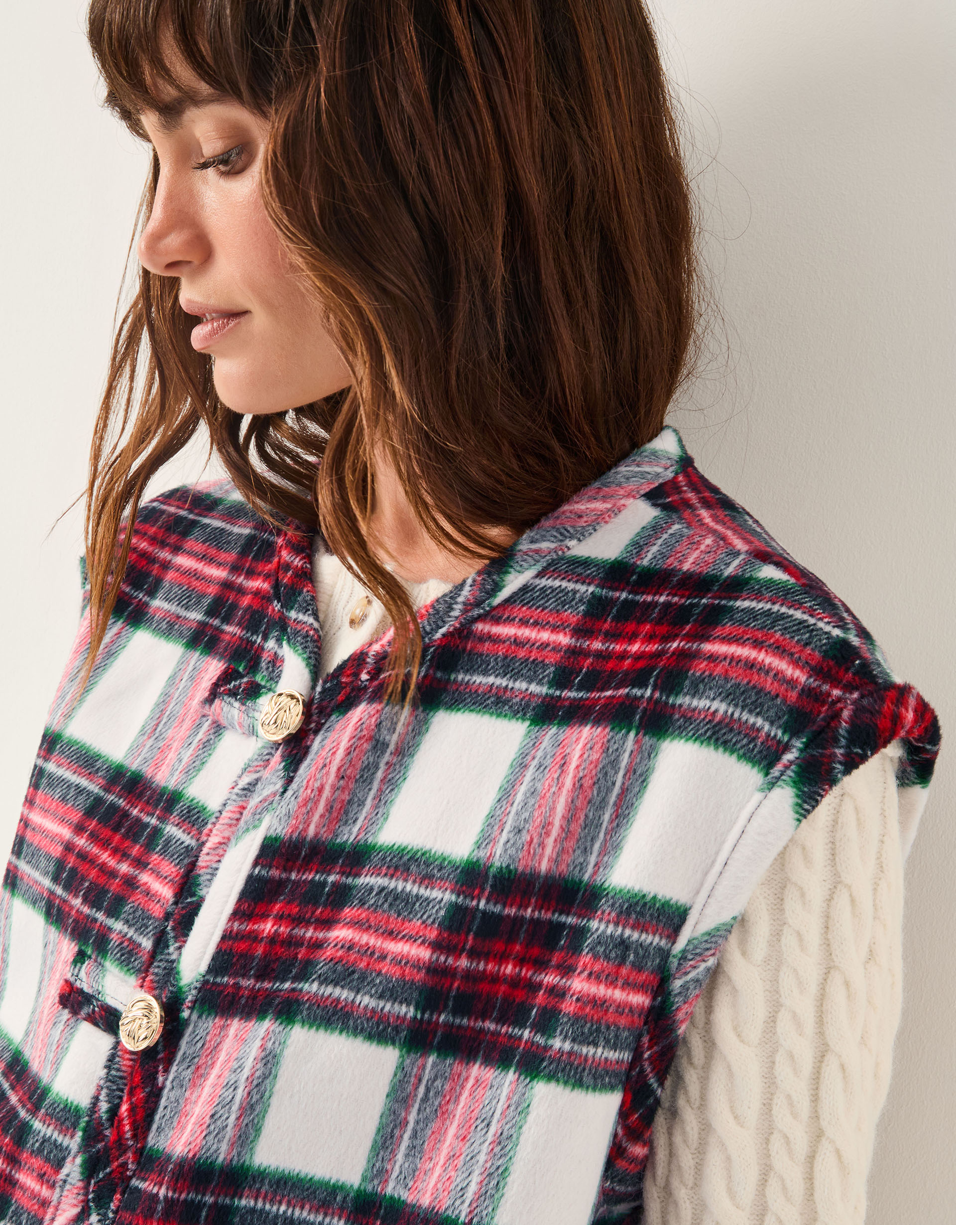 Monsoon x Sarah Corbett-Winder Tartan Gilet Red