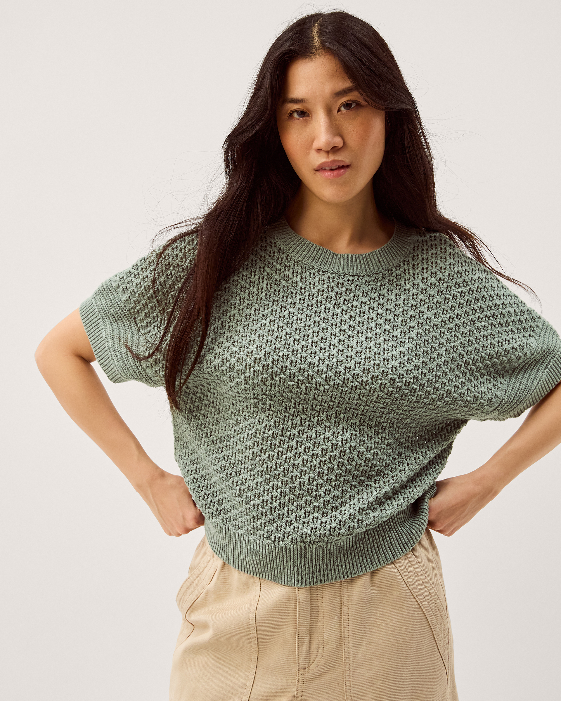 Siara Short Sleeve Knit Jumper Green