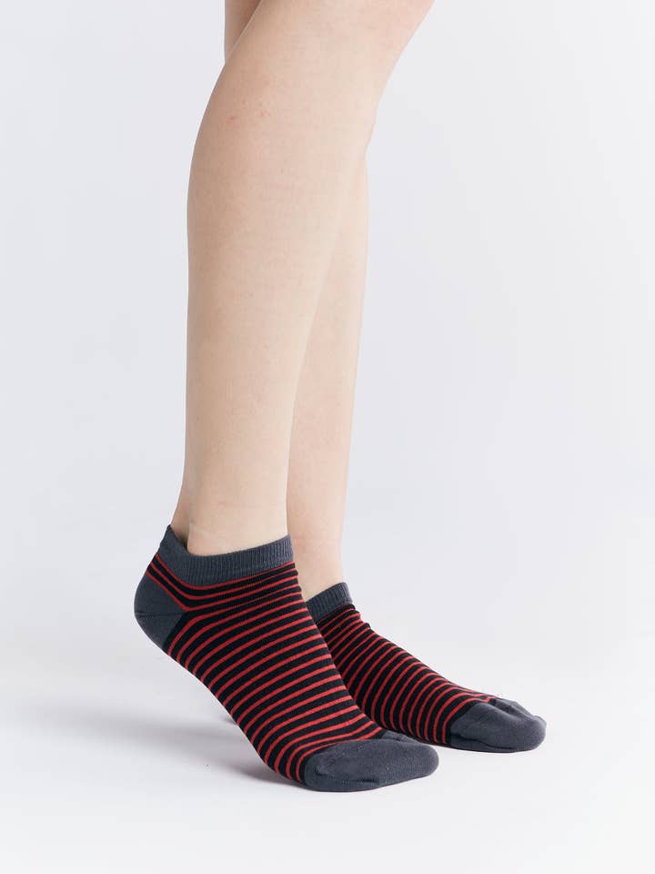 Organic Cotton Trainer Socks Pack – – GreyRedBlack