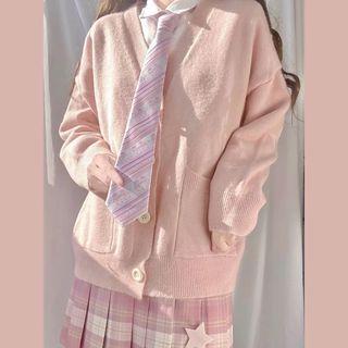 V-Neck Plain Cardigan Light Pink V-Neck Plain Cardigan Light Pink