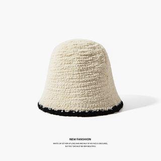 Contrast Trim Knit Bucket Hat – Black Trim – Off-White Contrast Trim Knit Bucket Hat – Black Trim – Off-White