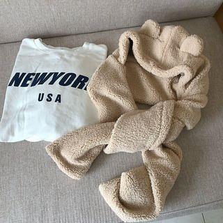 Ear Teddy Hooded Scarf Beige Ear Teddy Hooded Scarf Beige