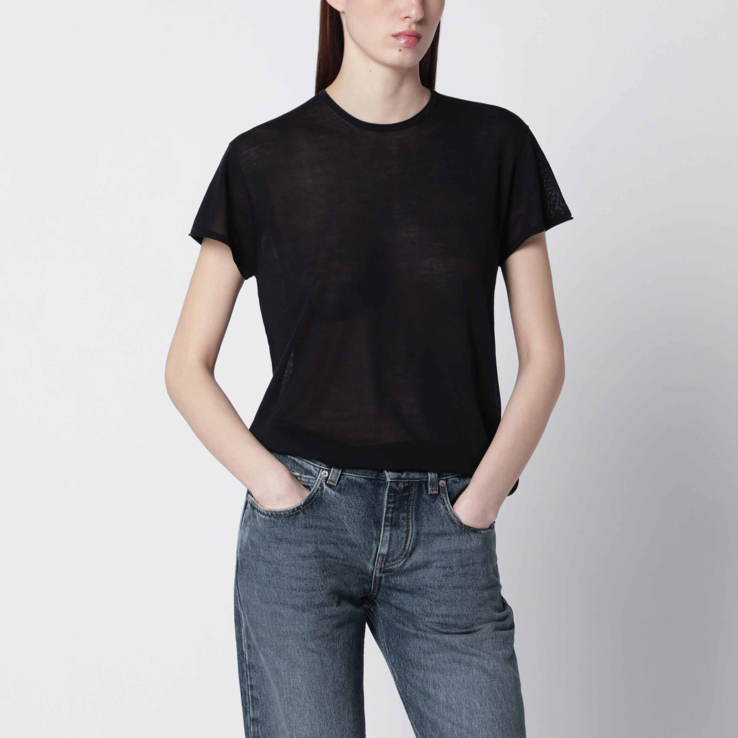 Black silk crêpe shirt Black silk crêpe shirt