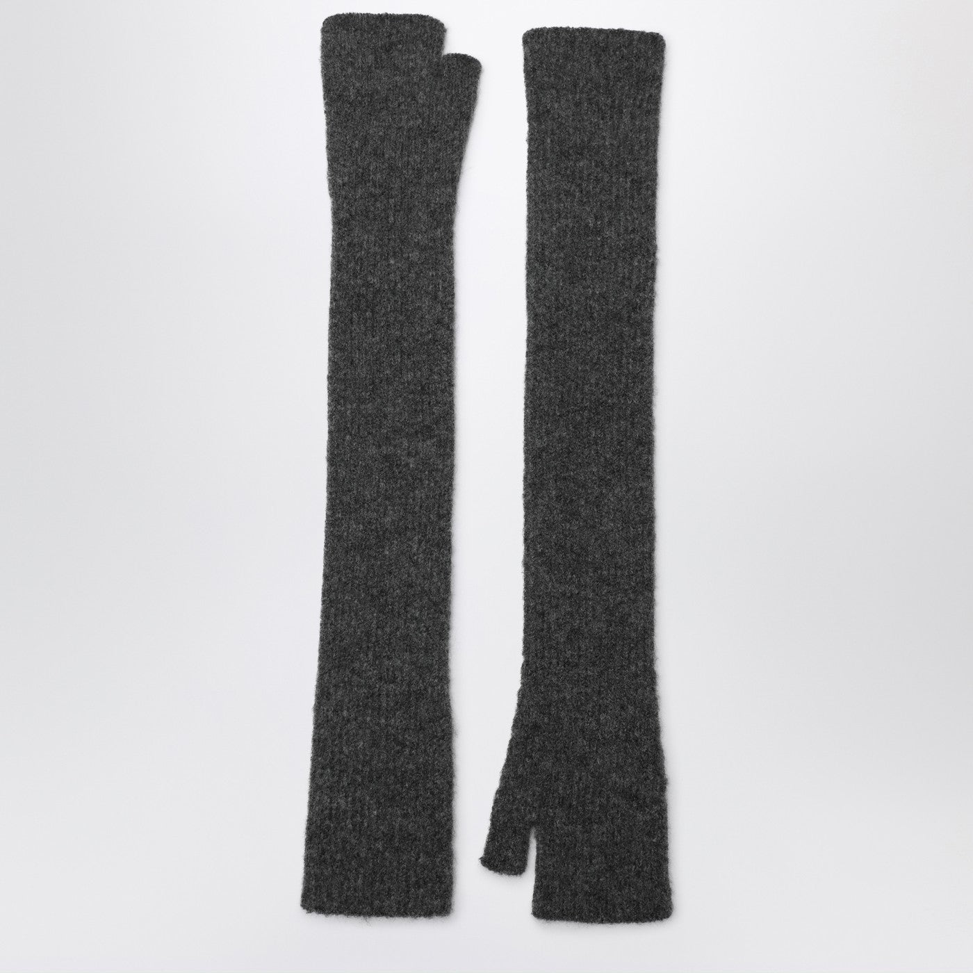Long grey gloves in cashmere and silk blend