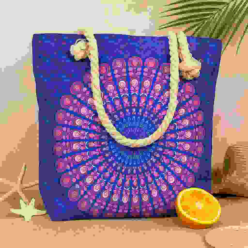 Rope Handle Bag, Purple Blue Mandela