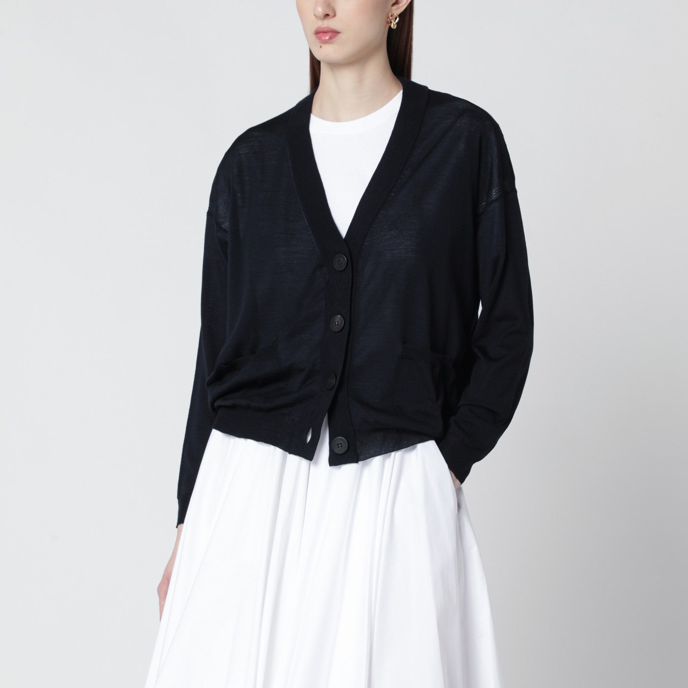 Navy wool cardigan