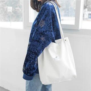 Appliqued Corduroy Tote Bag Brown Appliqued Corduroy Tote Bag Brown
