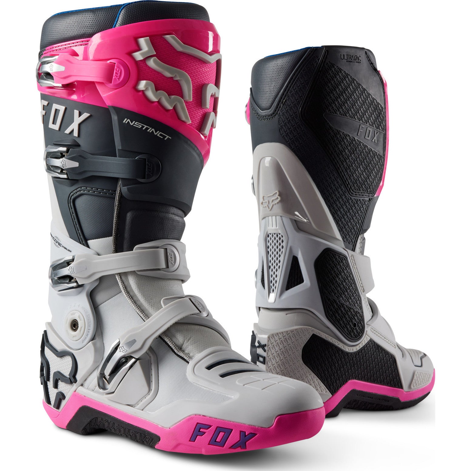 Fox Racing Instinct . Grey Pink Motocross Boots – Grey Pink . | Fox Racing Instinct . Grey Pink Motocross Boots – Grey Pink . |
