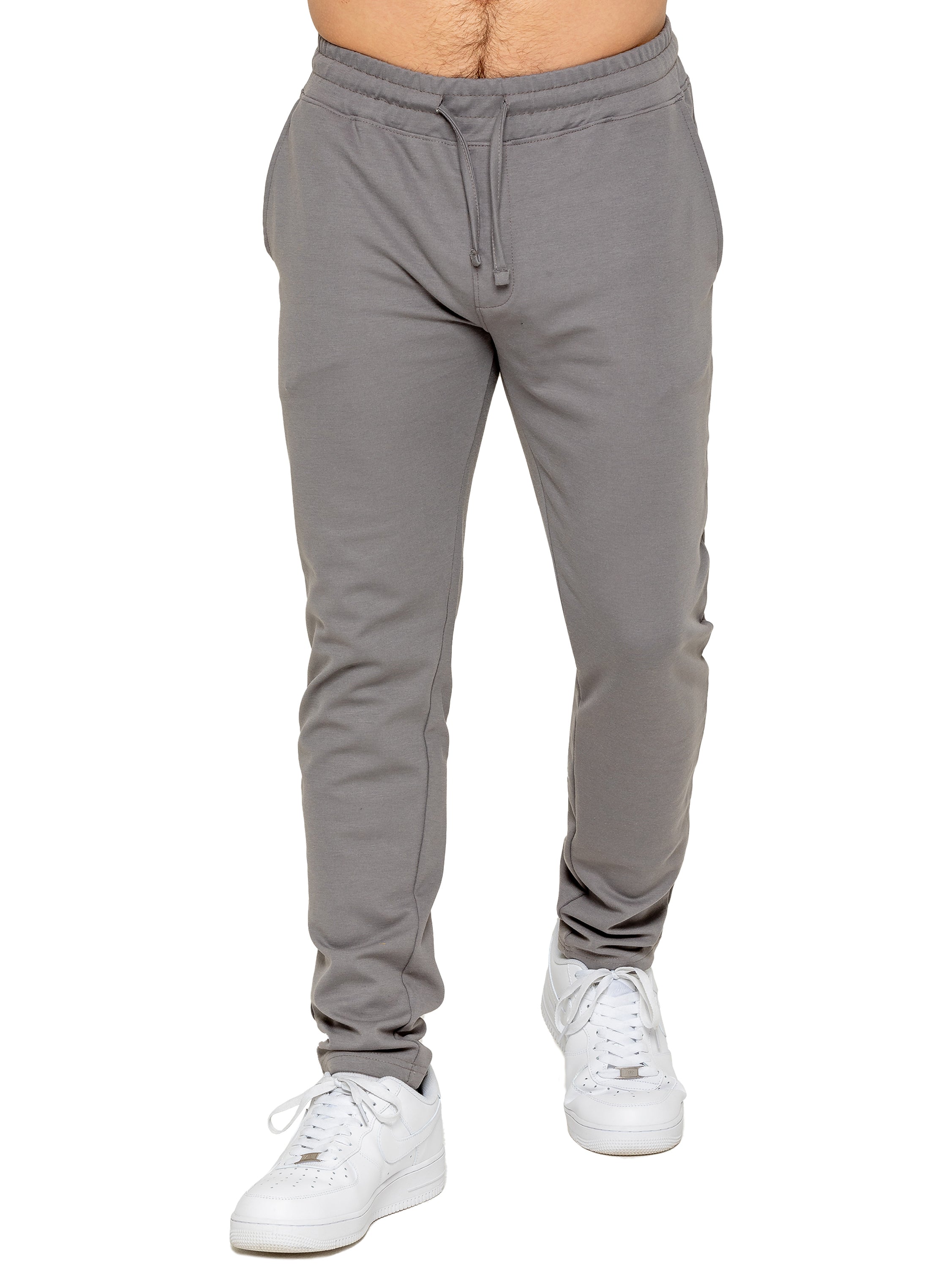 Smart Stretch Mens Joggers – Black Elastic Waistband with Adjustable Drawstring & Premium Stretch Fabric for All Seasons Comfort – Grey Short