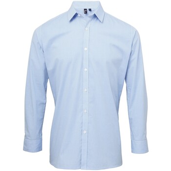 Premier Microcheck men’s Long sleeved Shirt in White
