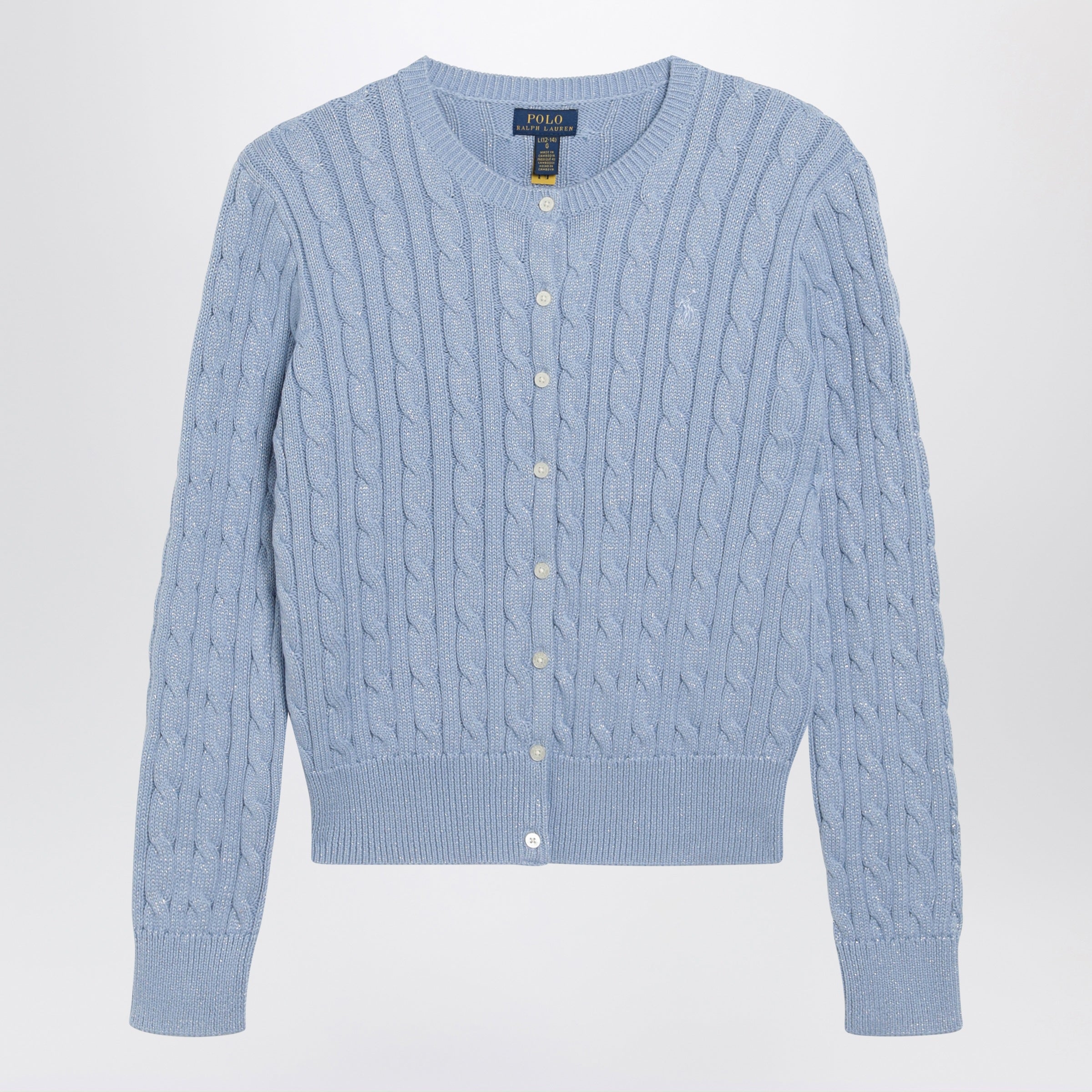 Light blue cable-knit cotton cardigan Light blue cable-knit cotton cardigan