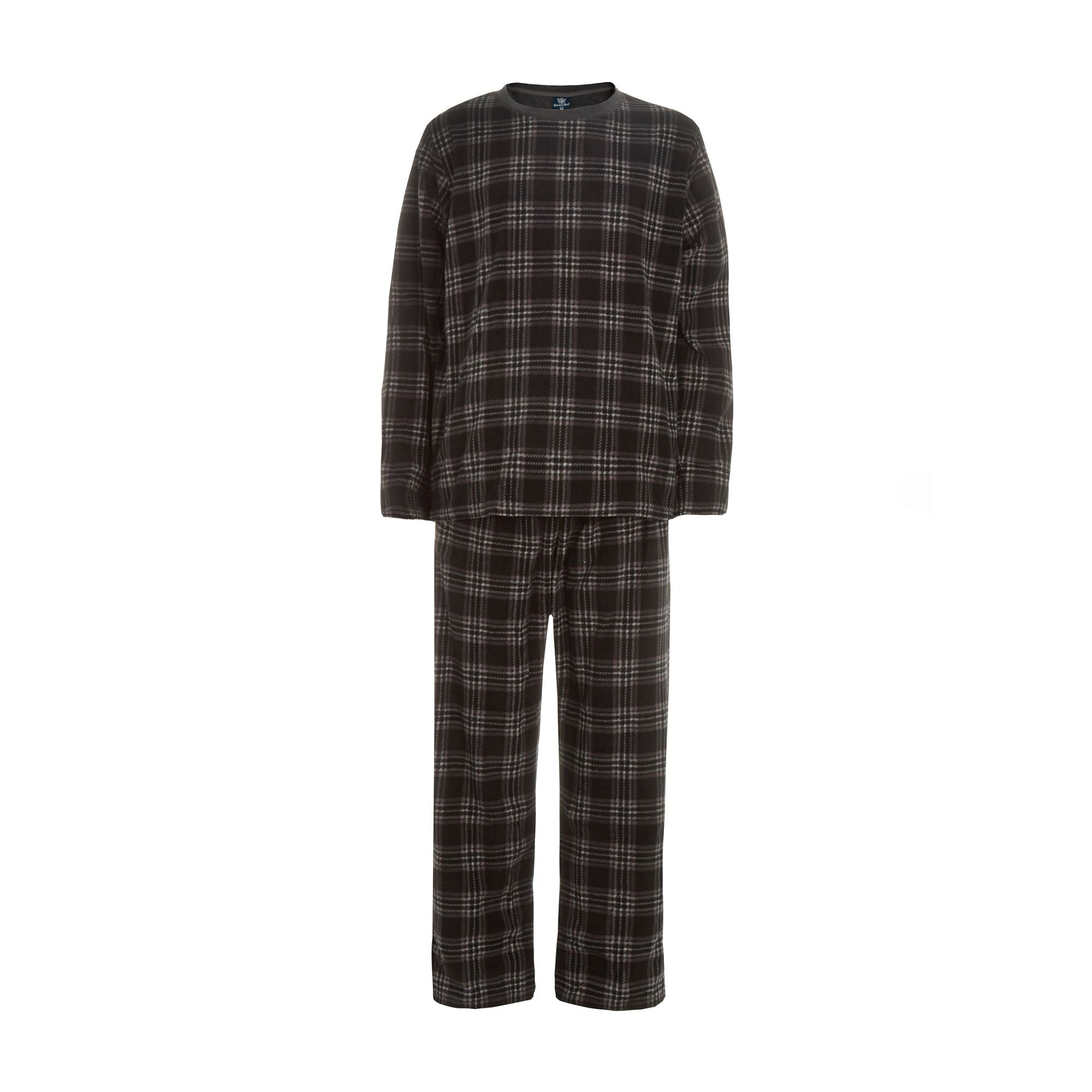 Mens Fleece Long Sleeve Top Pyjamas Sets